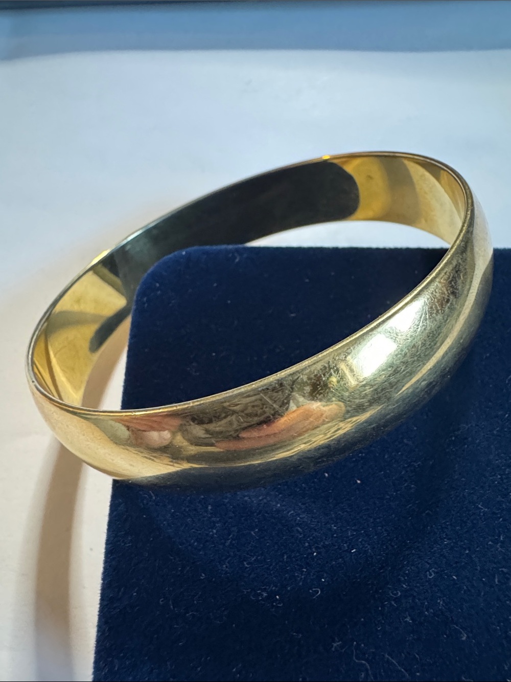 Vintage MONET Gold Plated Bangle Bracelet Smooth Domed Classic Minimalist 70's